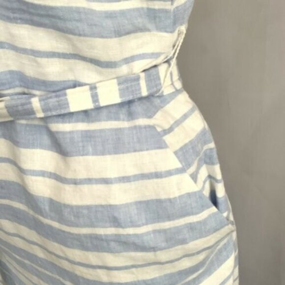100% Linen Sigrid Olsen Midi Dress Blue White Dutch Stripe 10 - Picture 9 of 12